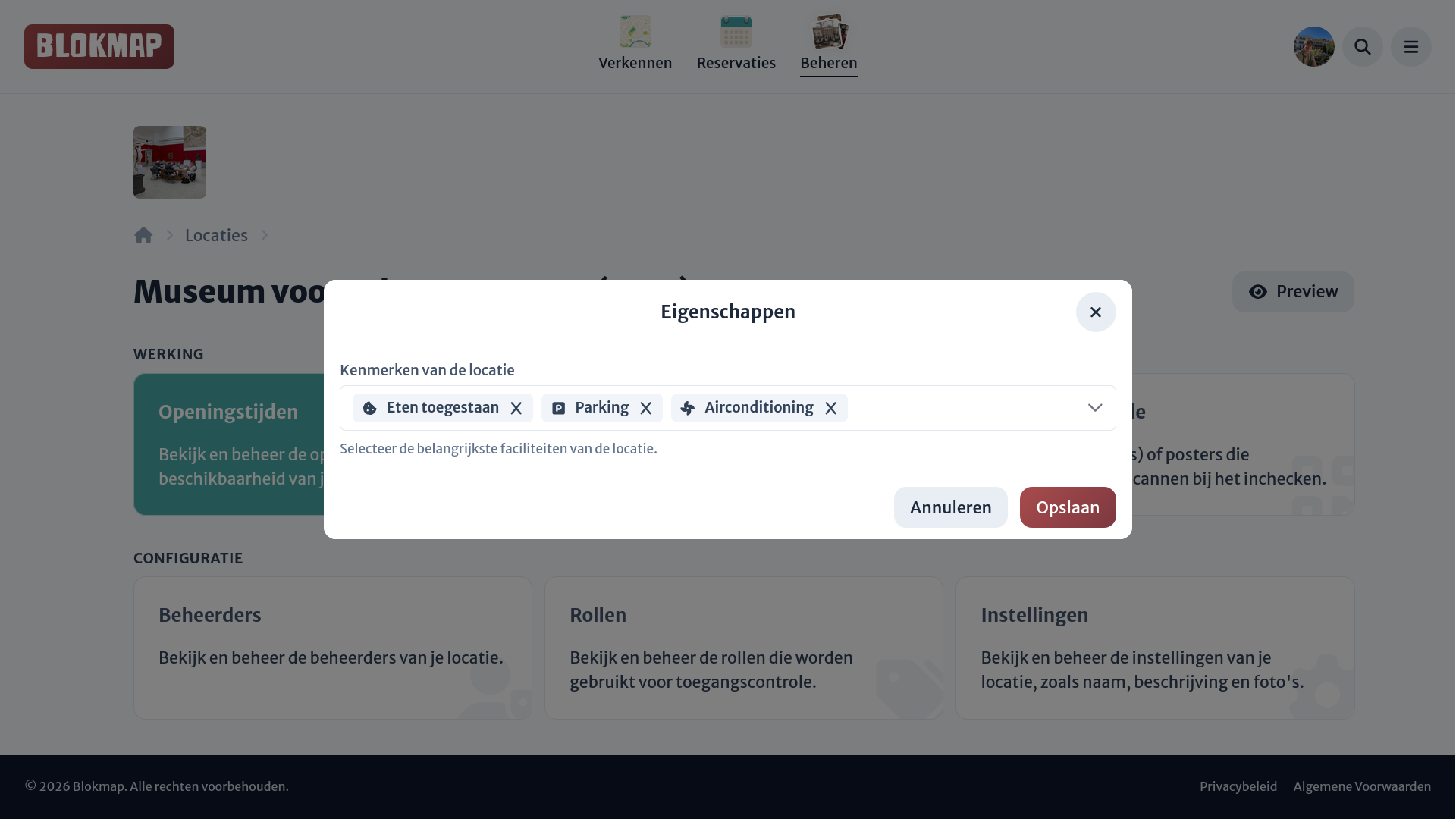 Afbeelding: Eigenschappen van een locatie