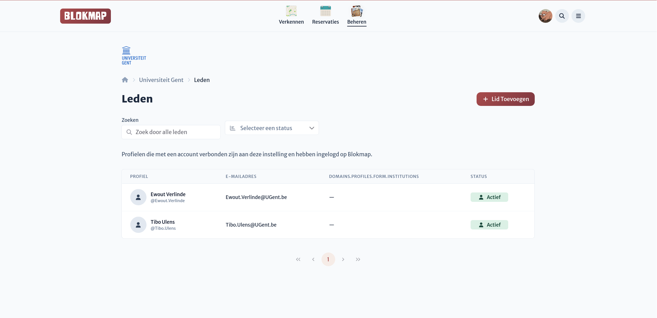 Afbeelding: Ledenlijst voor een organisatie